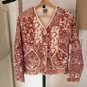 Quilted Floral Paisley Women’s V-Neck Jacket Cottagecore Boho